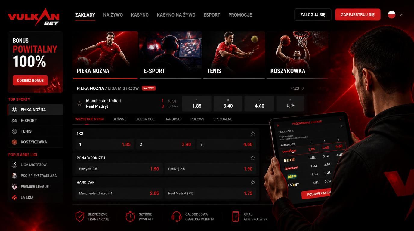 Widok różnych dyscyplin sportowych i rynków zakładów na ekranie urządzenia mobilnego