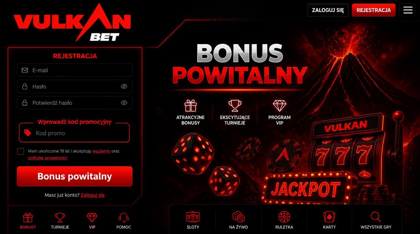 Obrazek przedstawia ekran rejestracji z wyróżnionym polem kodu promocyjnego oraz elementami bonusowymi